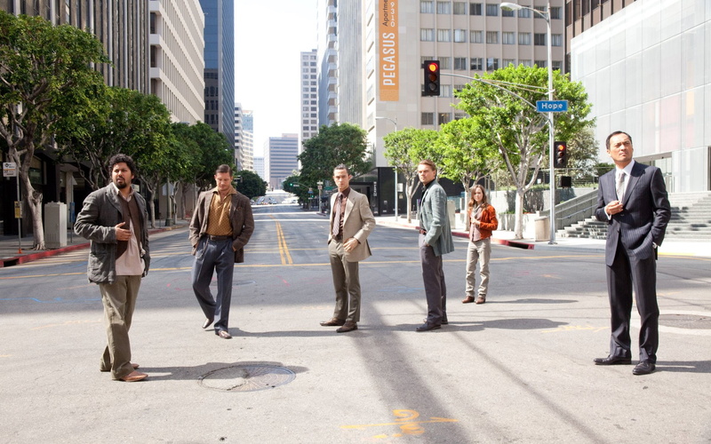 street, adult, Ariadne (Inception), Joseph Gordon-levitt, office building exterior, Tom Hardy, coworker, Inception, business, males, city, corporate business