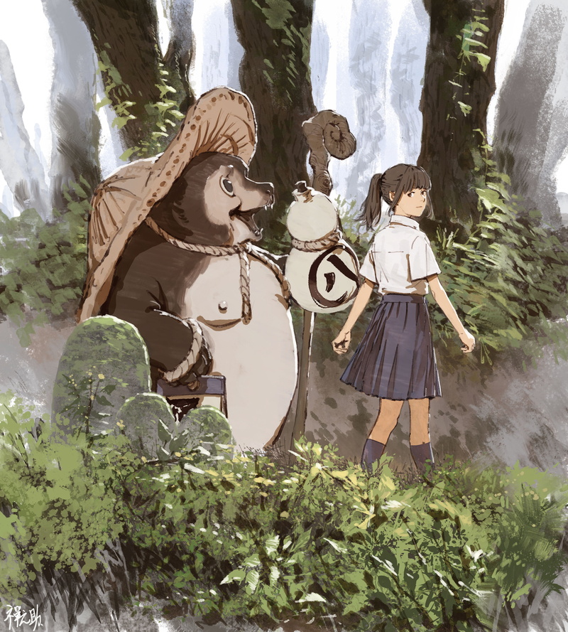 Zen Yukisuke, original characters, anime girls, 4K, fantasy art, anime, tanuki