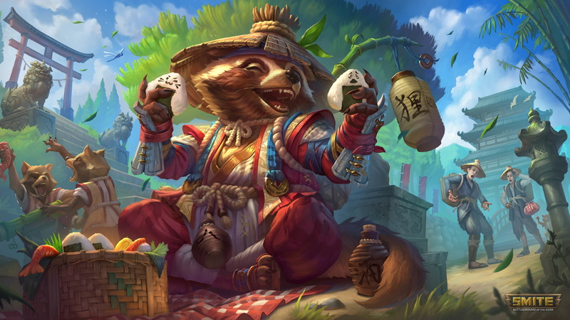 Smite, Anthro, tanuki, Danzaburou (Smite), hat, 4K, watermarked