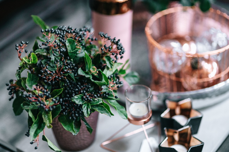 cup, table, coffee, close-up, pink, potted plant, glass, selective focus, indoors, candle, drink, mug, refreshment, 5K, Christmas, decorations, still life
