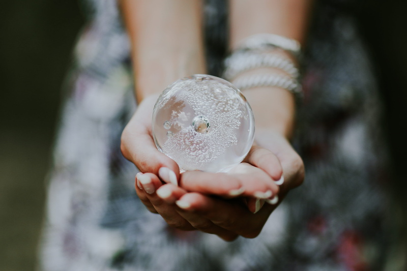 Woman, glass building, hands, lifestyles, female, crystal, midsection, childhood, freshness, hand, unrecognizable person, nature, little, human body part