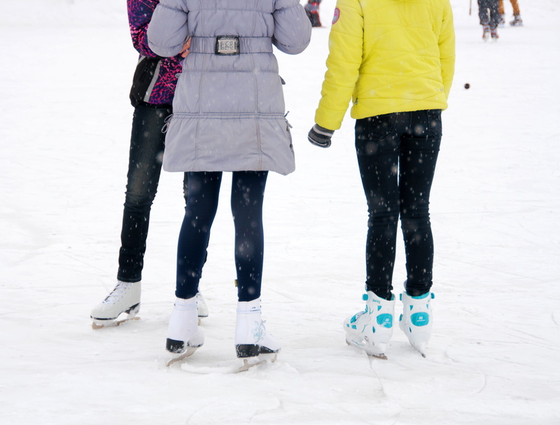 young, child, activity, lifestyles, skate, play, active, two people, people, kid, ice rink, boy, snow, hobby, game, women, winter sport, sport, clothing