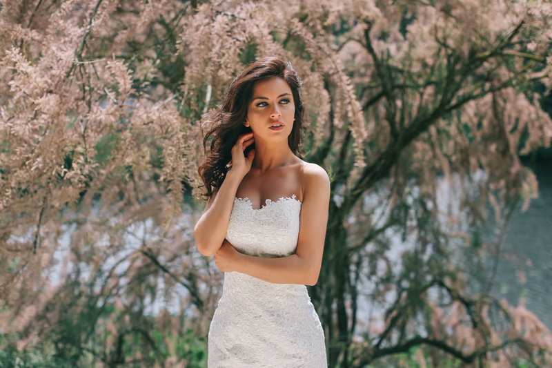looking away, white dress, 1080P, women, portrait, model, Aurela Skandaj