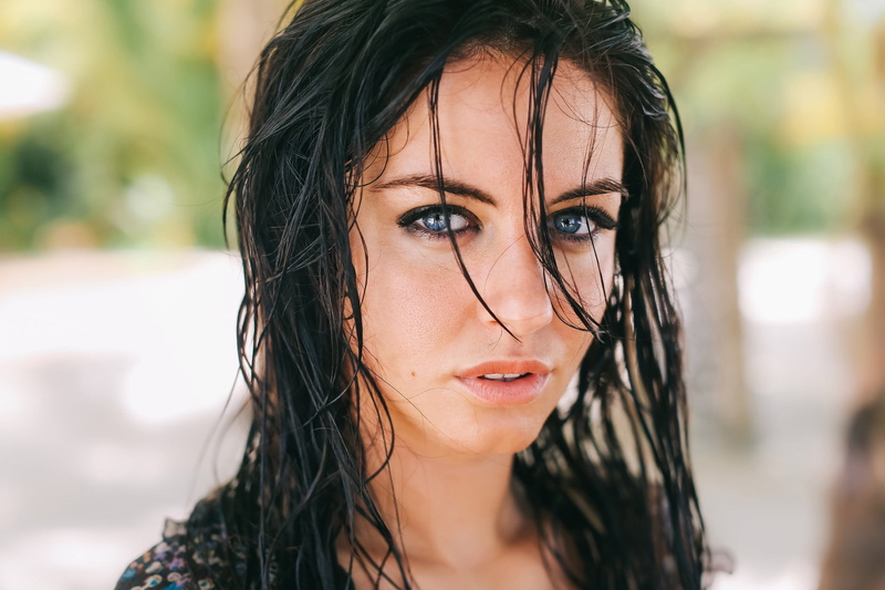 women, blue eyes, close-up, focus on foreground, 1080P, outdoors, headshot, front view, young women, human face, young adult, real people, long hair, Aurela Skandaj