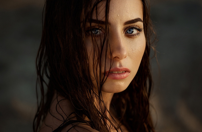 body part, headshot, Ann Nevreva, one person, women, fashion, water drops, young women, long hair, beauty, hair in face, hairstyle, portrait, human face