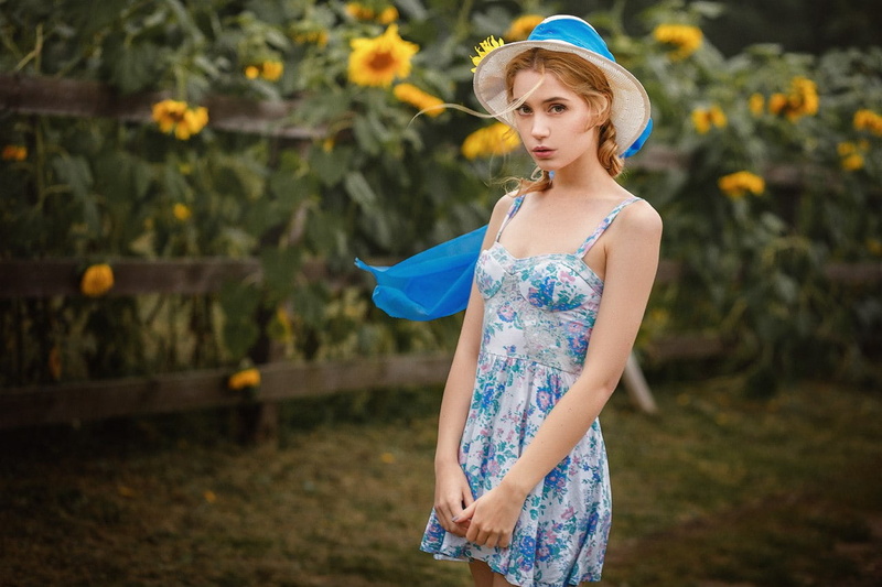 one person, young women, hair, blond hair, Ksenia Kokoreva, fashion, contemplation, floral pattern, garden, beauty, real people, young adult, women, women outdoors
