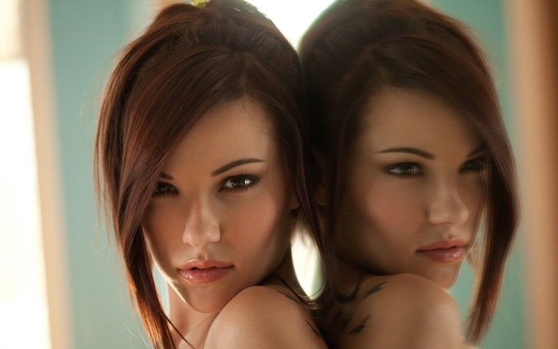 brunettes, 1080P, marx, women, elizabeth, mirrored