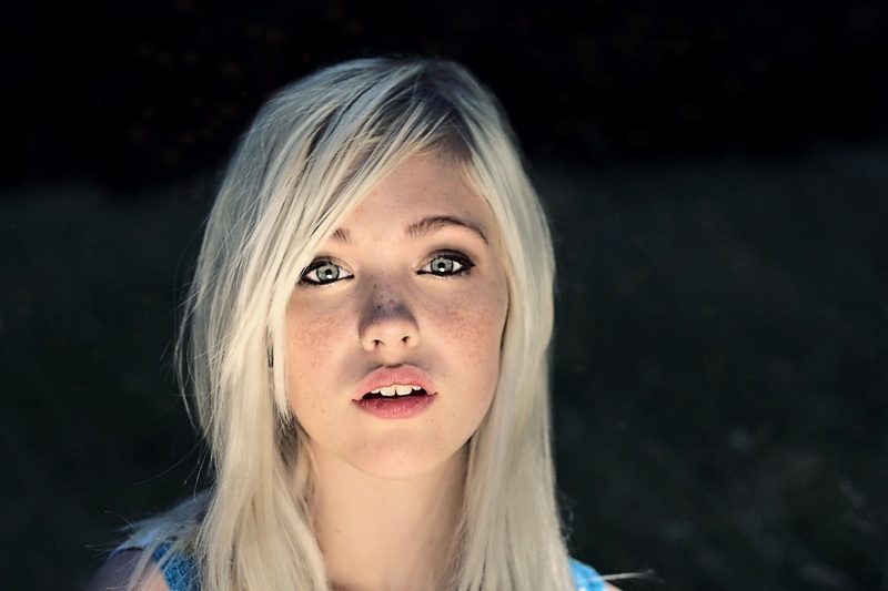 one person, child, adult, portrait, black background, 1080P, blonde, human body part, women, long hair, teenager, making a face, mouth open, hairstyle