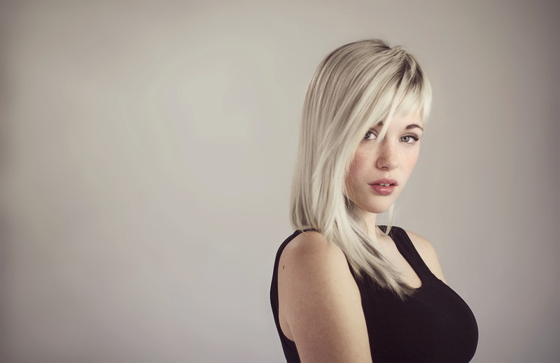 women, 1080P, face, simple background, Devon Jade, blonde, portrait