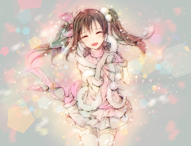 digital composite, leisure activity, Yazawa Nico, twintails, nature, child, front view, real people, thigh-highs, representation, lifestyles, long hair