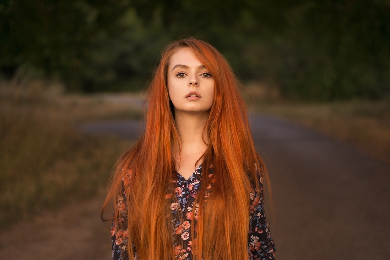 portrait, redhead, long hair, Martin Kühn, women outdoors, 1080P