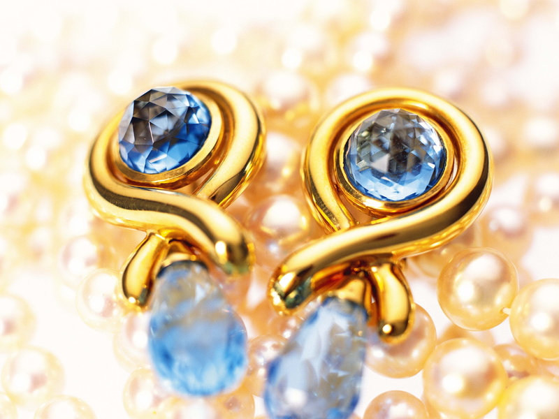earrings, pearls, 4K, gold