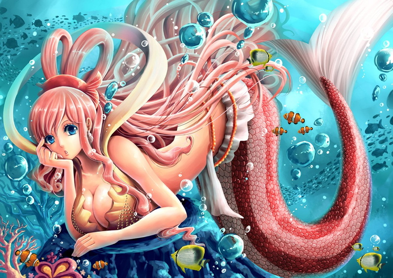 haired, animal, Shirahoshi (One Piece), temptation, One Piece, representation, Bikini, Earrings, choice, no people, Pink Hair, Underwater, animal representation