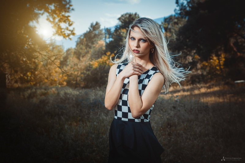 blue eyes, 1080P, young women, young adult, platinum blonde, nature, looking at viewer, adult, standing, long hair, women, three quarter length, model