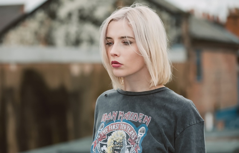 Iron Maiden, blonde, women outdoors, women, short hair, leisure activity, blond hair, beauty, looking, lipstick, depth of field, platinum blonde, lifestyles
