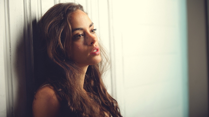 headshot, hot girl pic 1920x1080, 1080P, looking, brown hair, indoors, contemplation, young women, portrait, long hair, beautiful woman, young adult, one person