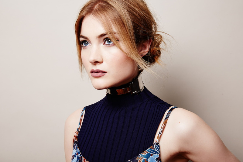 collars, choker, long eyelashes, blue eyes, collar, makeup, actress, 1080P, Skyler Samuels, portrait, women, redhead