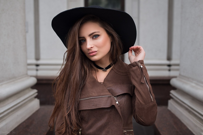 fashion, brunette, beauty, Dmitry Shulgin, waist up, front view, standing, young adult, one person, hairstyle, beautiful woman, hat, hair, clothing, 1080P