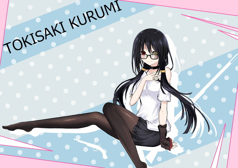 one person, skirt, long hair, young women, adult, indoors, beauty, Tokisaki Kurumi, glasses, black hair, young adult, clothing, anime girls, fashion, front view