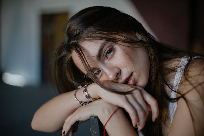 black nails, face, blue eyes, portrait, 720P, women