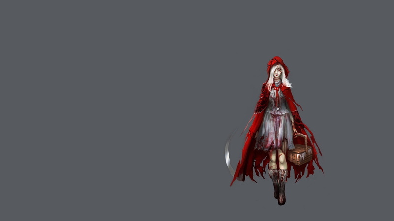front view, studio shot, red, 1080P, gray background, still life, standing, Little Red Riding Hood, fantasy girl, fantasy art, representation, young adult