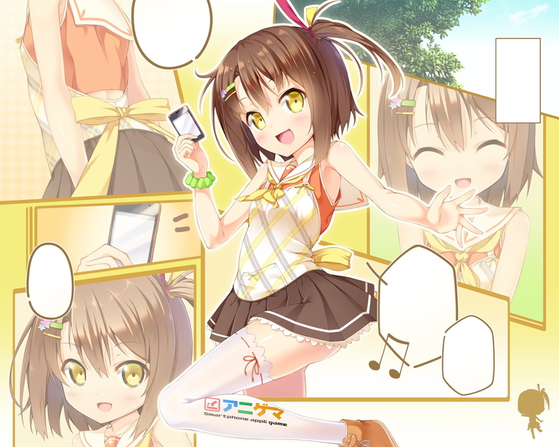 dress, appli-chan, 1080P, character, appli, female, chan, anime, 2400x1920, lovely, anime girls, brown, girls, hair