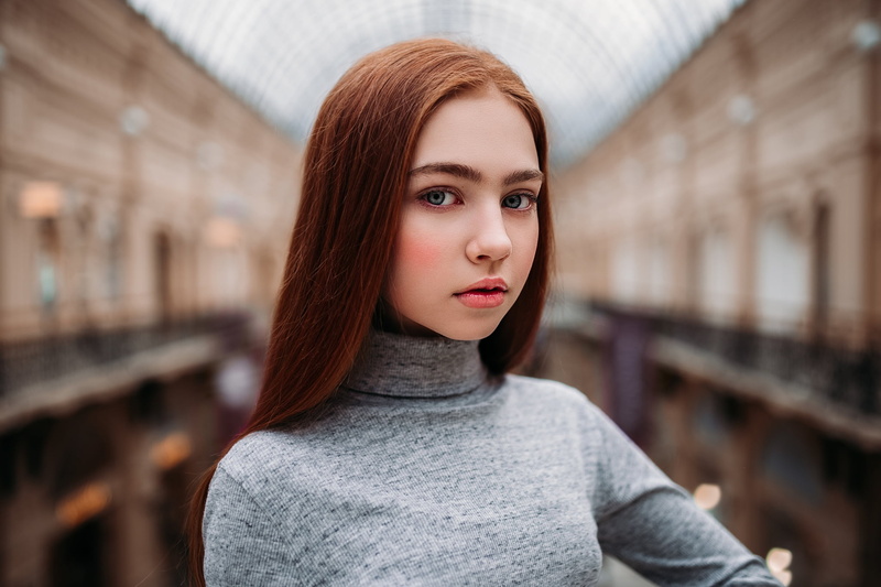 model, beautiful people, portrait, beauty, casual clothing, face, front view, 1080P, urban, warm clothing, hair, beautiful woman, long hair, redhead, pink lipstick