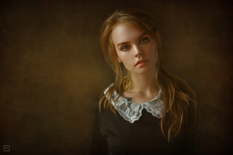 looking at camera, long hair, standing, contemplation, serious, young women, headshot, hair, depression - sadness, portrait, one person, indoors, studio shot