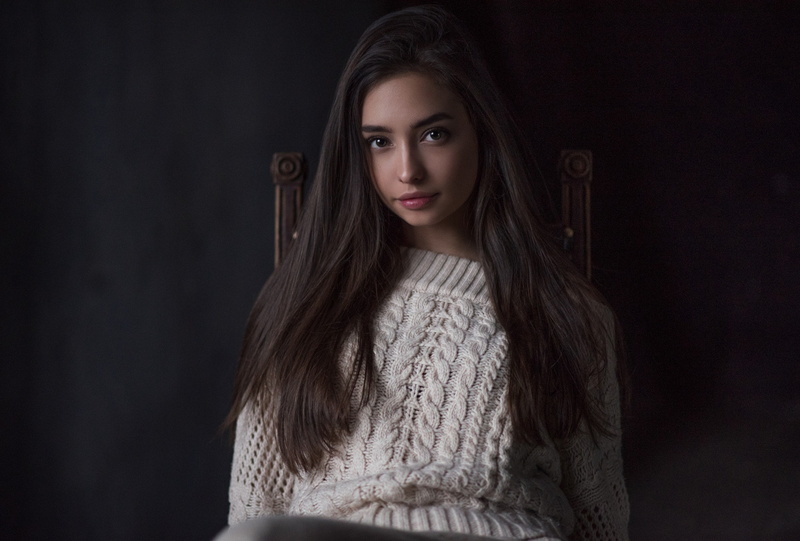 1080P, Girl, Face, Woman, Darina Dashkina, Models, Model, Black Hair, Long Hair