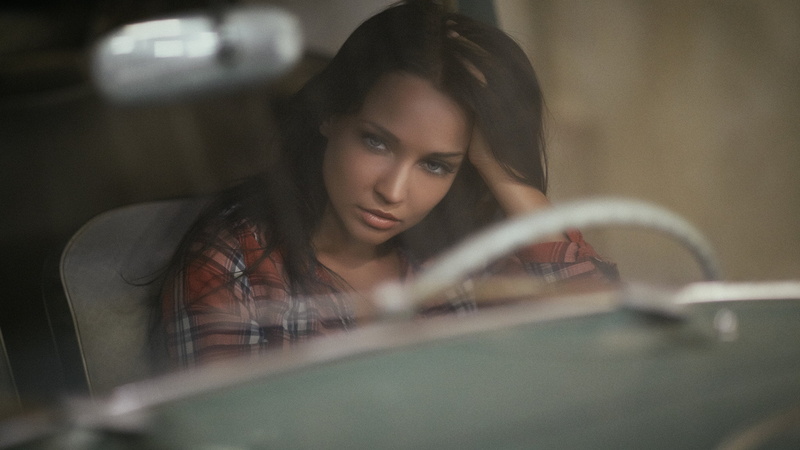 hairstyle, car interior, model, Angelina Petrova, beauty, women with cars, looking, women, portrait, front view, young adult, hair, beautiful woman, headshot