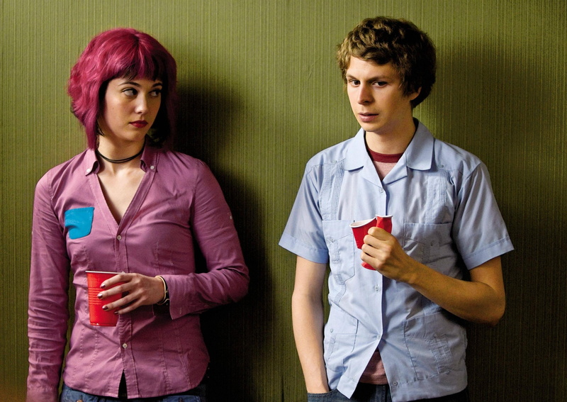 Ramona Flowers, casual clothing, men, teenage boys, young women, couple - relationship, two people, Scott Pilgrim Vs. The World, drinking, glass, movies