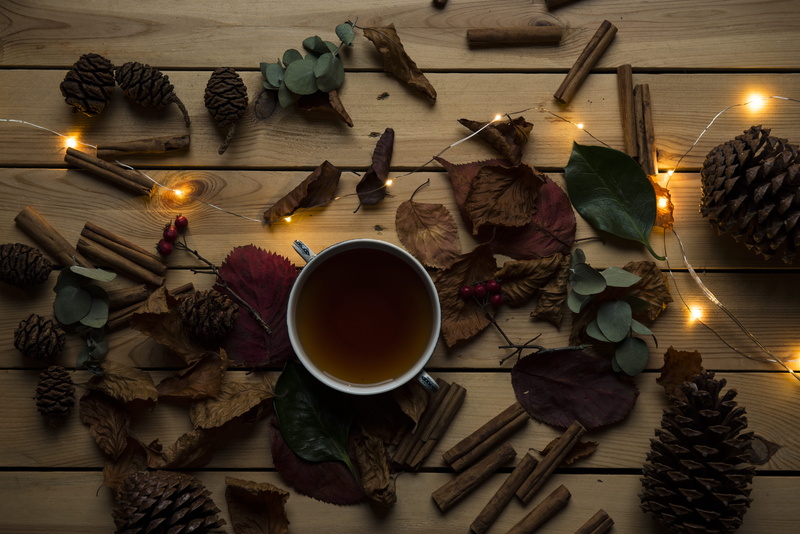 tree, cinnamon, fall, pine cone, string, no people, leaves, leaf, candle, flatlay, coffee, table, cone, drink, autumn, 5K, lightfairy light, surround