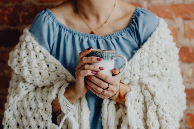 female, cosy, holds, jewellery, drink, clothing, relax, holding, time, one person, rings, hygge, cozy, caucasian, nails, hot drink, adult, cup of tea, midsection