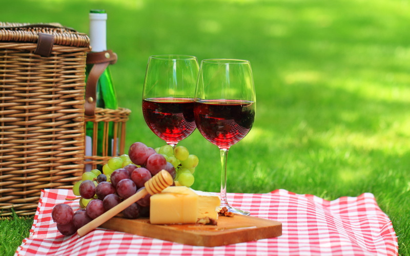 healthy eating, no people, picnic, clear, food and drink, table, red wine, glasses, wineglass, drinking glass, crockery, 2K, dairy product, Nature, glass