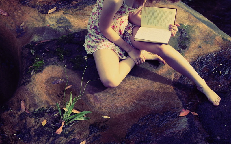 barefoot, young adult, introvert, plants, rock - object, holding, solid, full length, women outdoors, outdoors, plant, publication, sitting, lifestyles