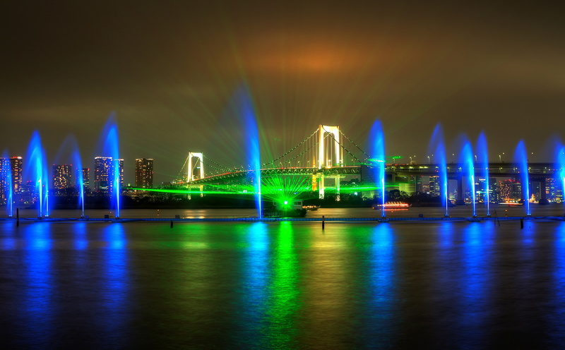 skyscraper, cityscape, tall - high, travel destinations, bridge, light, long exposure, show, Japan, tokyoprefecture, illuminated, no people, lighting equipment