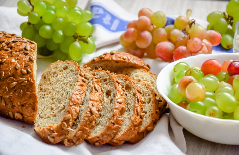 grapes, bread, 1080P, fruit, food