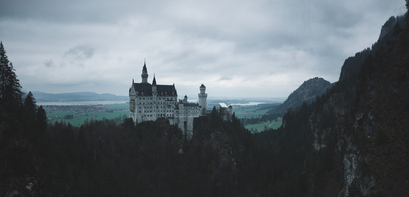 cloud - sky, castle, beautiful, the past, neuschwanstein castle, neuschwanstein, outdoors, architecture, valley, views, sky, tree, travel, vista, medieval
