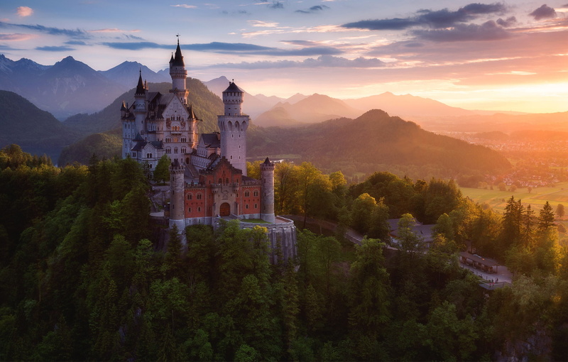 Bavaria, 1080P, Bavarian Alps, The Bavarian Alps, Bayern, trees, Neuschwanstein Castle, castle, summer, Schwangau, South-Western Bavaria, mountains, spring
