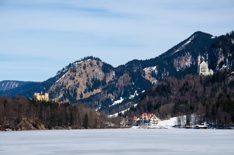 building exterior, hohenschwangau, ski resort, panorama, forest, scenics - nature, snow, trees, 4K, mountain range, day, built structure, white color