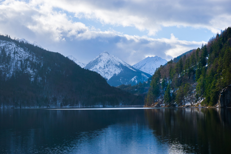 cloud - sky, tranquil scene, cloudy, mountain peak, austria, idyllic, tranquility, mountain, snow, water, trees, no people, waterfront, scenics - nature