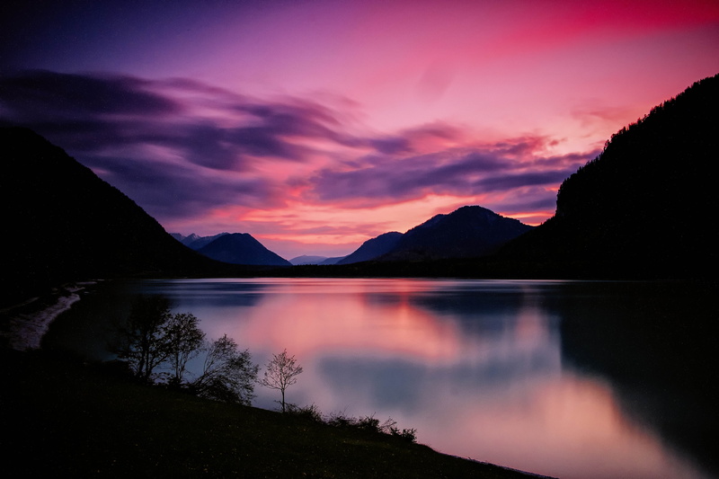 lake, landscape, landscape photography, scenics, beauty In Nature, Reservoir, Polaroid, Warm, photography, Lenggries, Sunset, cloudy, 4K, nature, Clouds
