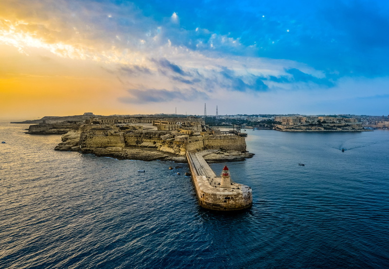 solid, nature, sunrise, red, travel, building exterior, cruise, malta, vacation, Port, clouds, breakwater, no people, shore, white, land, port, morning