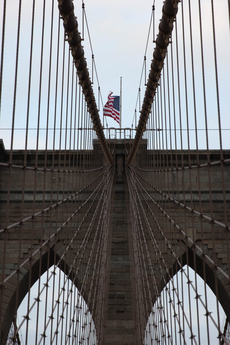 sky, downtown, flag, day, design, new york city, built structure, blue, national icon, skyline, building, stars and stripes, transportation, american, stone