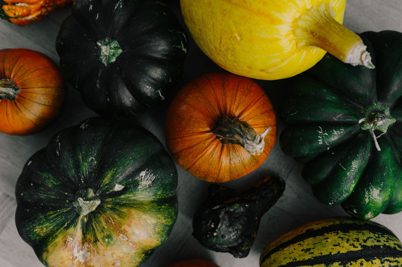 green color, freshness, vegetable, close-up, no people, high angle view, fall, indoors, health, autumn, orange color, food and drink, raw food, 4K, variety