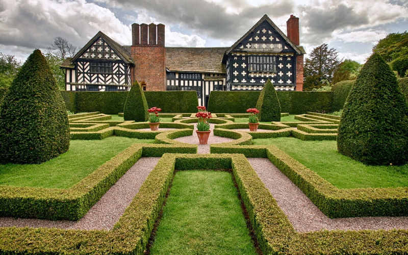 Cheshire, Garden, Mansion, England, Trees, Shrubs, Park, Flowers, 1080P