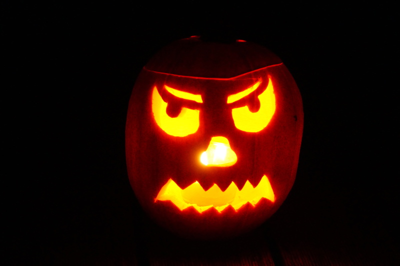 no people, hollow out, darkness, food, dark, jack olantern, anthropomorphic face, carving pumpkin, illuminated, empty, 5K, creativity, jack o lantern