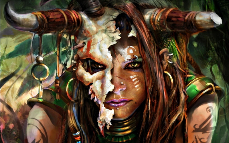 young women, portrait, religion, women, real people, 1080P, representation, face paint, paint, Wiccan, adult, hairstyle, indoors, one person, occult, beautiful woman