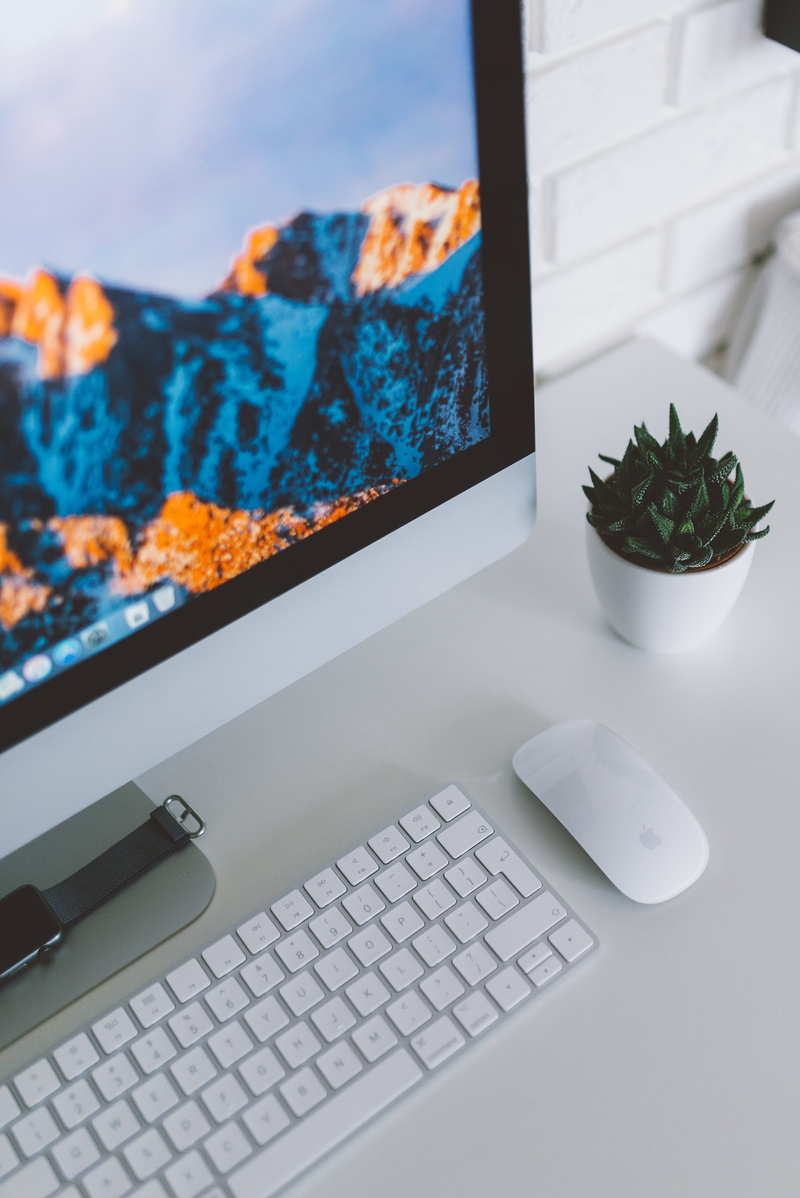 monitor, workspace, desk, technology, silver, still life, imac, keyboard, table, 4K, computer keyboard, computer, communication, furniture, cactu, wireless technology