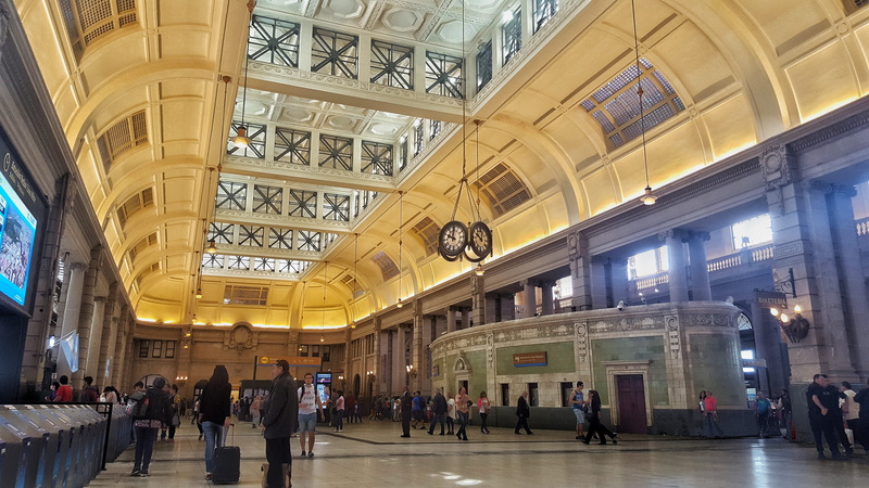 buenos aires, city, men, walking, shopping mall, travel, large group of people, ornate, ceiling, architecture, public transportation, old, arch, crowd